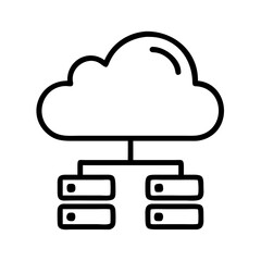 Vector art of cloud computing server network data storage and processing in the cloud modern technology and digital transformation