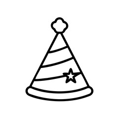 Vector art of party hat icon celebration, birthday, festive, fun, decoration, event, surprise, carnival, costume, and cheerful