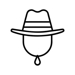 Vector art of line art illustration of a fedora hat with a water drop, symbolizing drought or water scarcity