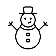 Vector art of smiling snowman with a top hat, a delightful icon for winter festivities and seasonal cheer