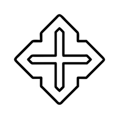 Vector art of geometric cross symbol, a minimalist design featuring a bold outline, perfect for logos and icons with a modern, clean aesthetic