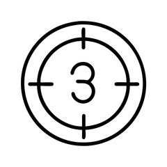 Vector art of countdown timer with number 3, indicating time remaining for a movie or event, simple and minimalist design