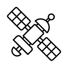 Illustration of a satellite, orbiting in space, used for communication, navigation, and scientific research purposes