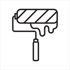 paint roller icon Flat symbol set outline