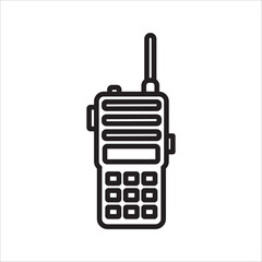 Simple illustration of a portable two-way radio communication device with an antenna and buttons