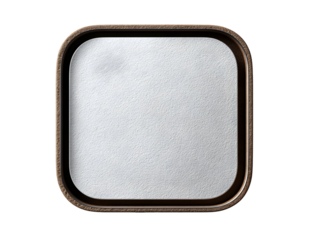 A modern, round dark metallic coaster with a brushed inner surface and a sleek, raised outer edge, viewed from an angled perspective.