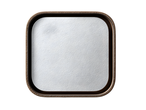 A modern, round dark metallic coaster with a brushed inner surface and a sleek, raised outer edge, viewed from an angled perspective.