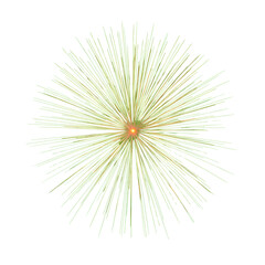Obraz premium A vibrant starburst of light with a glowing orange core and radiant green rays, an abstract representation of an explosion or creative spark on a white background