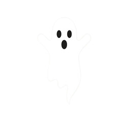 Obraz premium A simple white ghost icon with a rounded shape and wide eyes and mouth, perfect for Halloween or spooky themes