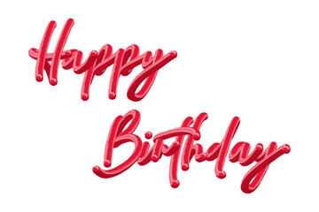 Red Happy Birthday Hand Lettering Design. Modern Calligraphy Happy Birthday Text in Red. 3D Red Script Happy Birthday Typography. Vibrant Red Handwritten Happy Birthday Greeting
