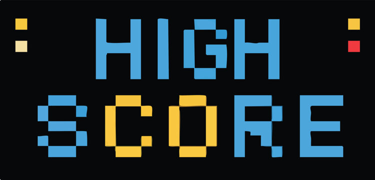 Pixel art high score display on dark background simple video game style