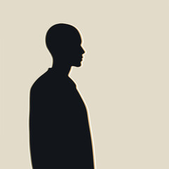 Minimalist graphic illustration of a human silhouette in profile view.