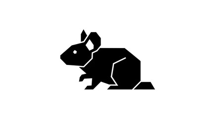 Geometric black rabbit illustration isolated on white