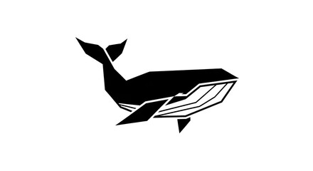 Geometric whale illustration black and white