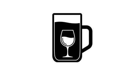 Glass mug with wine glass graphic
