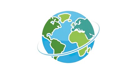 Globe icon with orbiting lines concept