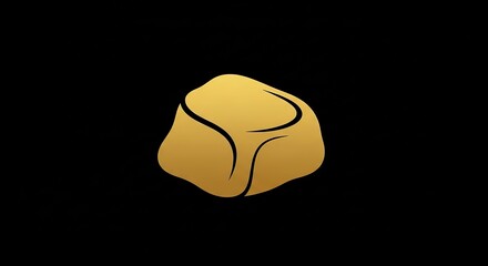 Golden abstract shape isolated on black background