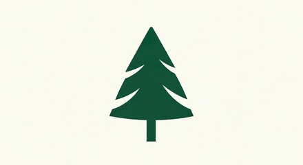Green pine tree icon on cream background