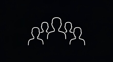 Group of silhouetted people icons on black background