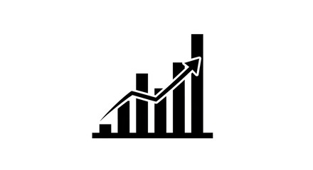 Growing business chart with upward arrow