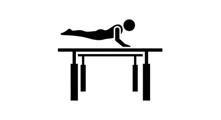 Gymnast performing artistic gymnastics on parallel bars silhouette