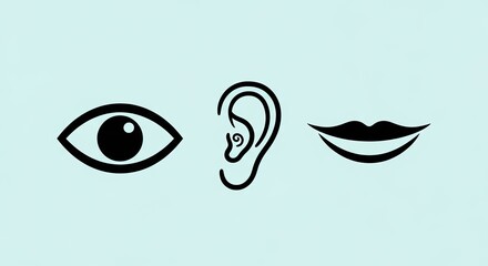 Fototapeta premium Sight hearing and taste icons
