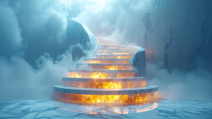 Volumetric smoke vapor. Diffuse light atmosphere. Abstract soft color gradient background. Reflection surface minimalism. Wellness and calm concept. Dreamscape texture.