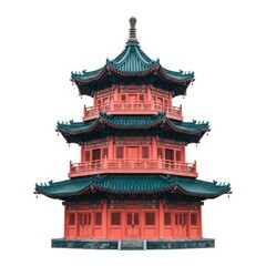 Obraz premium Traditional chinese pagoda architecture isolated on white background