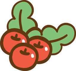 Christmas Cartoon Illustration of Holly Berries with Leaves