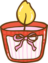 Hand drawn Coquette Scented Candle in Red Holder Cup with Ribbon Bow