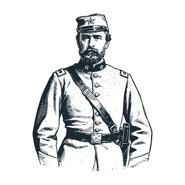 Confederate soldier &ndash; Black and White Icon Vector and Illustration