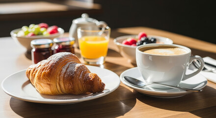 Delicious breakfast spread with coffee.