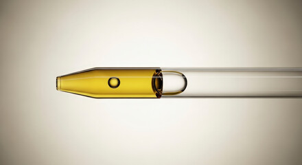 Close-up of a gold-tinted glass dropper vial.