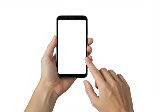 Person's hands holding and touching a smartphone screen.