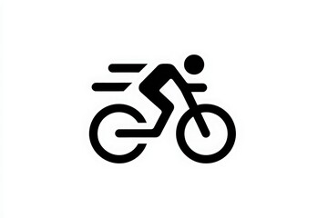 A cyclist is depicted in a sleek, minimalist design, capturing the essence of speed and movement. The position suggests rapid motion, ideal for promoting cycling or fitness activities.