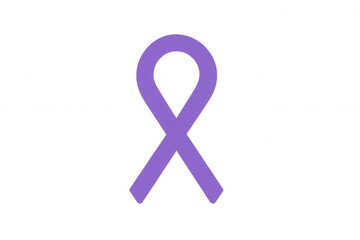 Purple awareness ribbon icon representing support, solidarity, and advocating for a cause, medical condition, or social issue. Transparent background