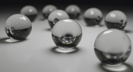Close-Up View of Reflective Glass Spheres on a Smooth Gradient Background