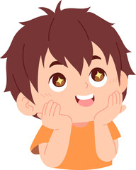 illustration of a cute boy with an expression of amazement