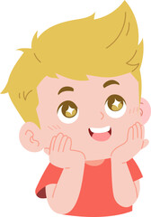 Obraz premium illustration of a cute boy with an expression of amazement