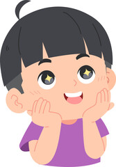 Obraz premium illustration of a cute boy with an expression of amazement