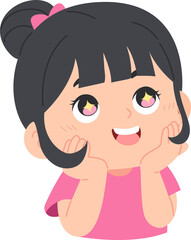 illustration of a cute girl with an expression of amazement