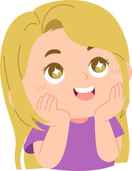 Obraz premium illustration of a cute girl with an expression of amazement