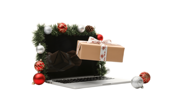 Christmas online shopping experience with gift delivery.