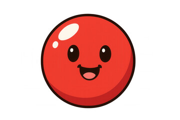 Red cartoon smiling emoji character expressing happiness and joy, cute happy emoticon face illustration