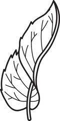 Stylized Single Leaf Line Art Outline Illustration with Veins - Botanical Element