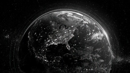 Earth night view grayscale