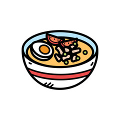 Illustration of Chicken Soto with Egg and Tomato in a Bowl on Transparent Background