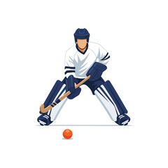 Hockey Goalie Ready to Defend the Goal with Focus.
