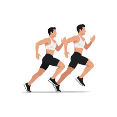 Two athletes running fast in a competition, focused on the race.