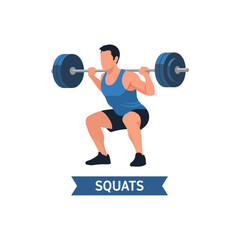 Obraz premium Man Performing Barbell Squat Exercise for Strength Training.